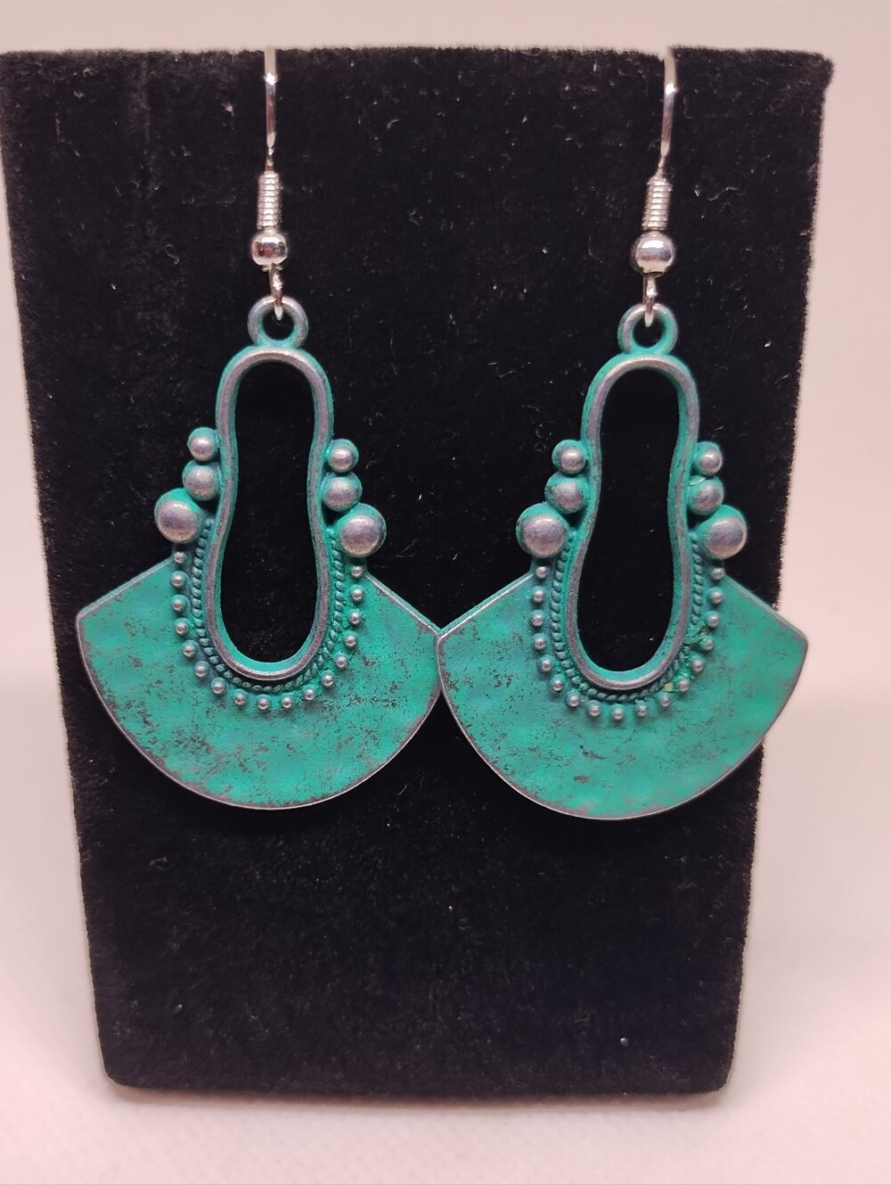 Turquoise Patina Fan Dangle Earrings Women‎ Jewelry G23